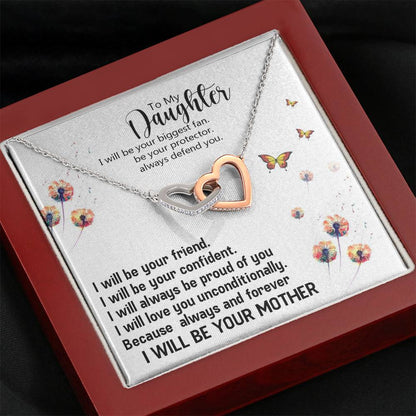 To My Daughter - I Will Be Your Biggest Fan | Beautiful 14k Gold Forever Family Locked Hearts