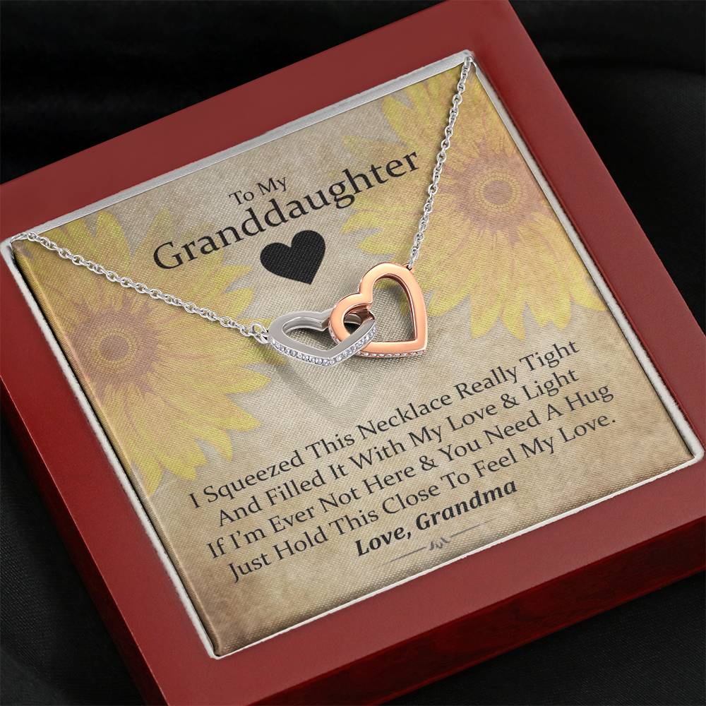 To My Grand Daughter - If You Need A Hug ( Love, Grandma) | Beautiful 14k Gold Forever Family Locked Hearts