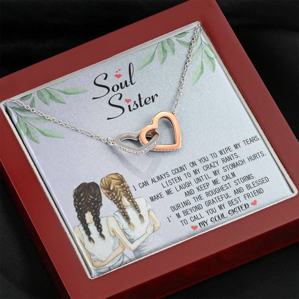 Soul Sister - Beyond Blessed To Call You My Best Friend | Beautiful 14k Gold Forever Family Locked Hearts