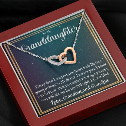To My Daughter - All My Love For You (Love, Grandma and Grandpa) | Beautiful 14k Gold Forever Family Locked Hearts