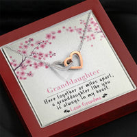 To My Grand Daughter - Here Together Or Miles Apart (Love, Grandma) |  Beautiful 14k Gold Forever Family Locked Hearts