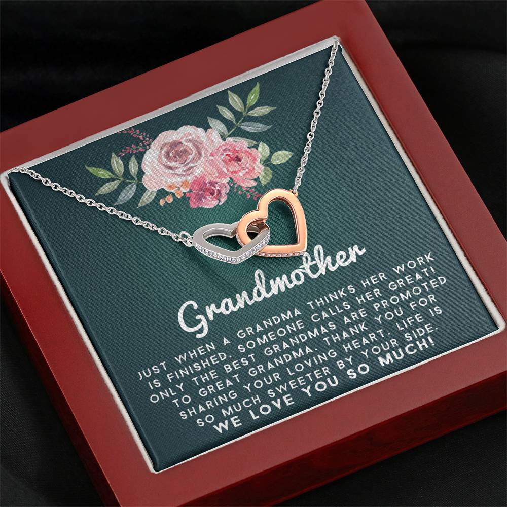 Grand Mother - Sweeter By Your Side | Beautiful 14k Gold Forever Family Locked Hearts