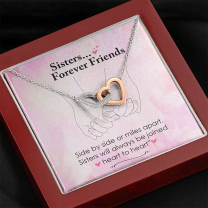 Sisters, Forever Friends - Side By Side Or Miles Apart |  Beautiful 14k Gold Forever Family Locked Hearts