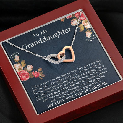 To My Grand Daughter - My Love Will Follow You |  Beautiful 14k Gold Forever Family Locked Hearts