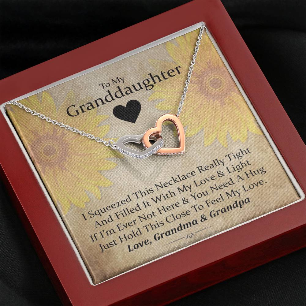 To My Grand Daughter - If You Need A Hug (Love, Grandma & Grandpa) | Beautiful 14k Gold Forever Family Locked Hearts