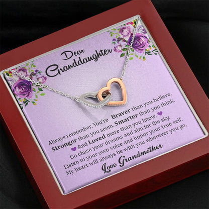 Dear Grand Daughter - Go Chase Your Dreams | Beautiful 14k Gold Forever Family Locked Hearts