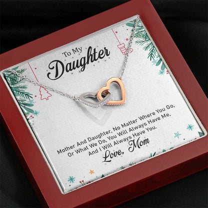 To My Daughter - I Will Always Have You (Love, Mom) | Beautiful 14k Gold Forever Family Locked Hearts