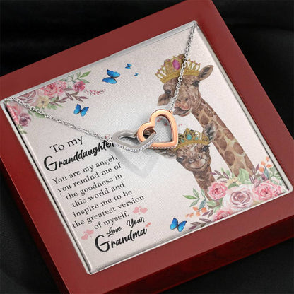 To My Grand Daughter - You Are My Angel (Love, Your Grandma) | Beautiful 14k Gold Forever Family Locked Hearts