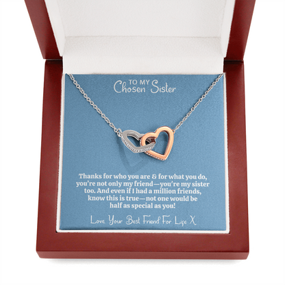 No Friend As Special As You - Best Friend Necklace | Chosen Sister | Interlocking Hearts Unbreakable Bond Necklace and Gift Box