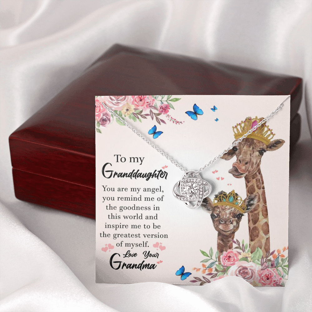 To My Grand Daughter - You are My Angel (Love Your Grandma) | Artisan Crafted 14k Brilliant Gold Family Knot Necklace