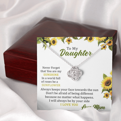 To My Daughter - You Are My Sunshine ( Love, Mom) | Artisan Crafted 14k Brilliant Gold Family Knot Necklace