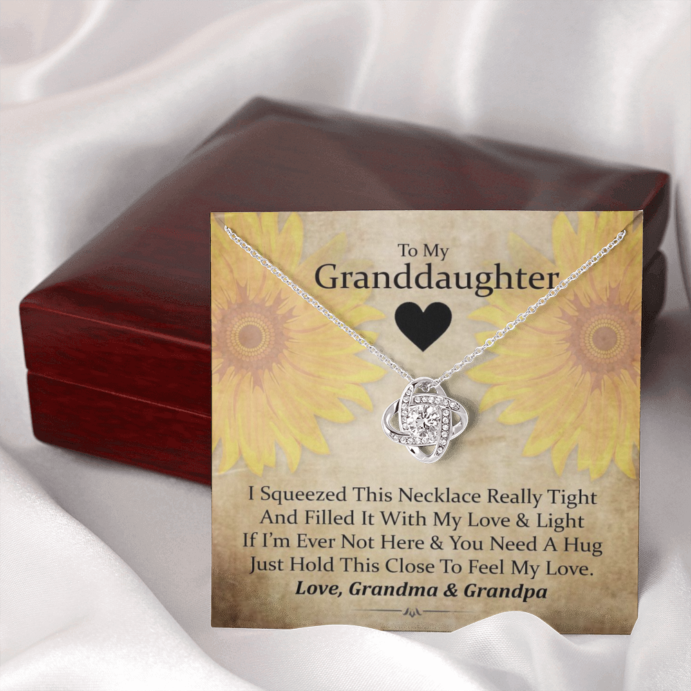 To My Grand Daughter - If I'm Ever Not Here ( Love Grandma & Grandpa) | Stunning Handcrafted 14k Brilliant Gold Family Knot Necklace