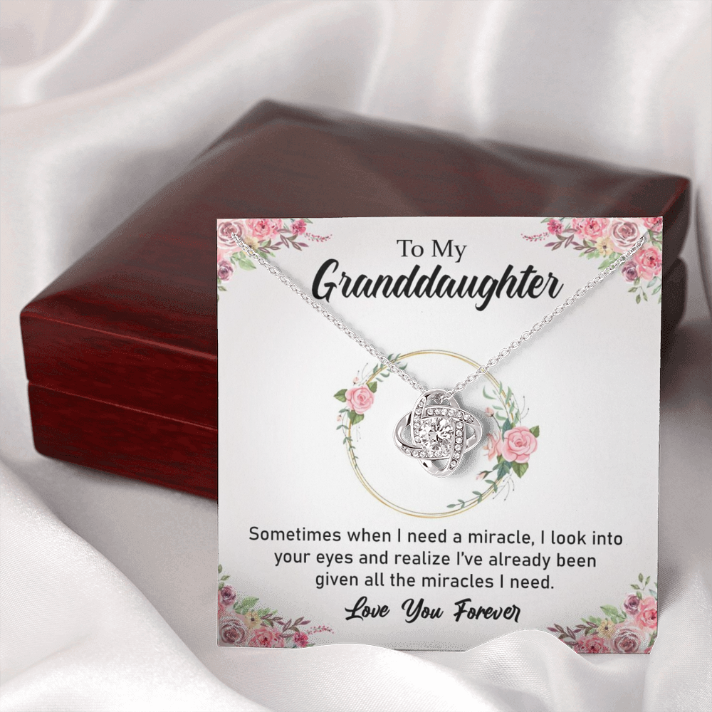 To My Grand Daughter - When I Need A Miracle | Artisan Crafted 14k Brilliant Gold Family Knot Necklace