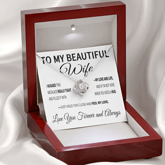 To My Beautiful Wife — My Love and Life | 14k White Gold and Surgical Grade Stainless Steel | Lifetime Warranty, Message Card, & Jewelry Box