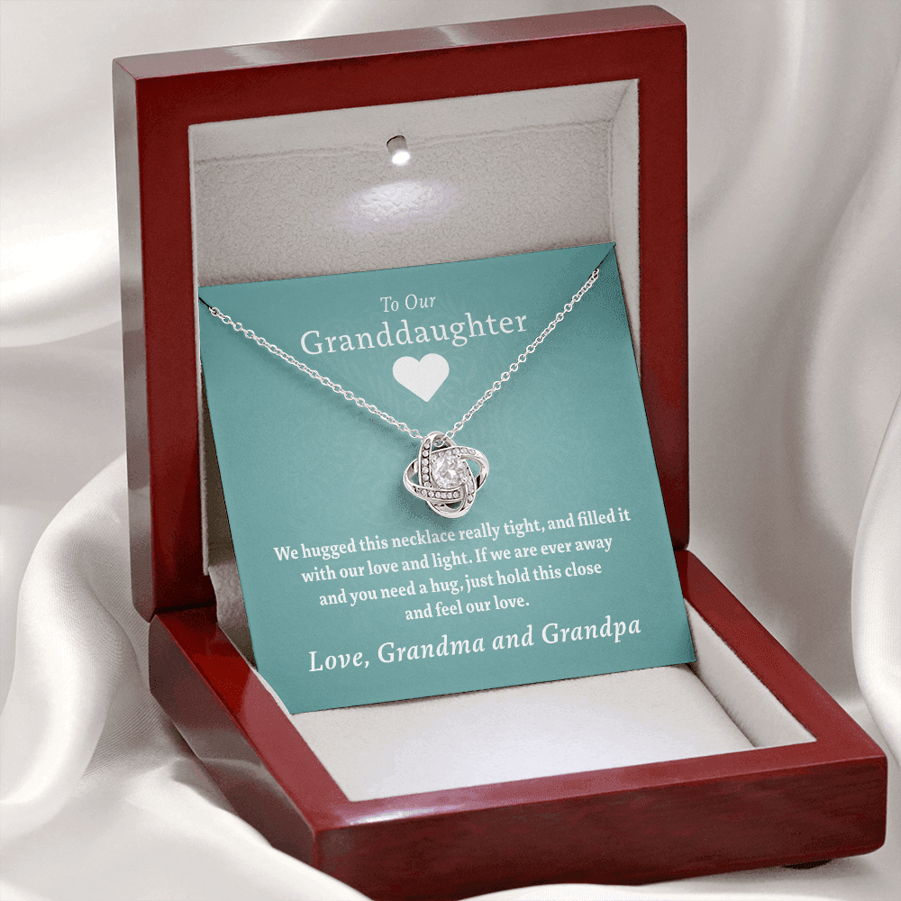 Granddaughter - Our Love (Grandma & Grandpa) | Beautiful 14k White Gold Necklace