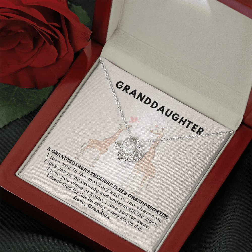 To My Grand Daughter - A Grand Mother's Treasure | Handcrafted 14k White Gold Family Knot Necklace