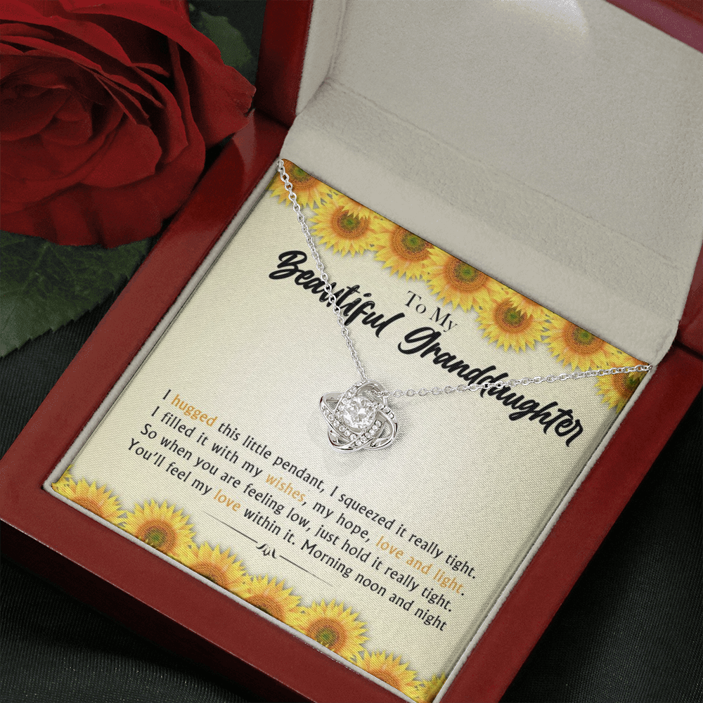 To My Beautiful Grand Daughter -  When You Are Feeling Low | Artisan 14K White Gold Family Knot Necklace