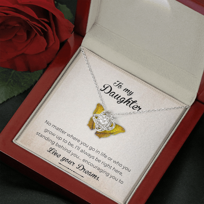To My Daughter - Live Your Dreams | Artisan Crafted 14k Gold Family Knot Necklace