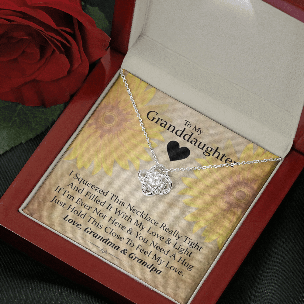 To My Grand Daughter - If I'm Ever Not Here ( Love Grandma & Grandpa) | Stunning Handcrafted 14k Brilliant Gold Family Knot Necklace