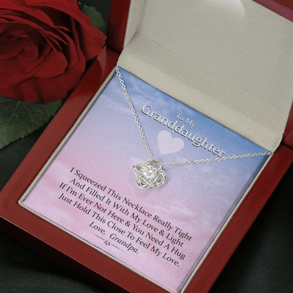 To My Grand Daughter - If I'm Not Here (Love Grandpa) | Artisan Crafted 14k Brilliant Gold Family Knot Necklace