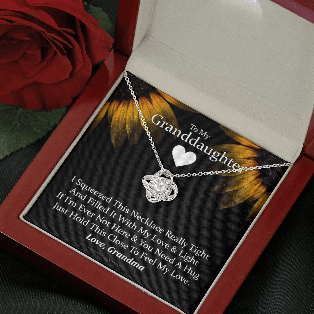 To My Grand Daughter- Just Hold This Close | Artisan Crafted 14k Brilliant Gold Family Knot Necklace