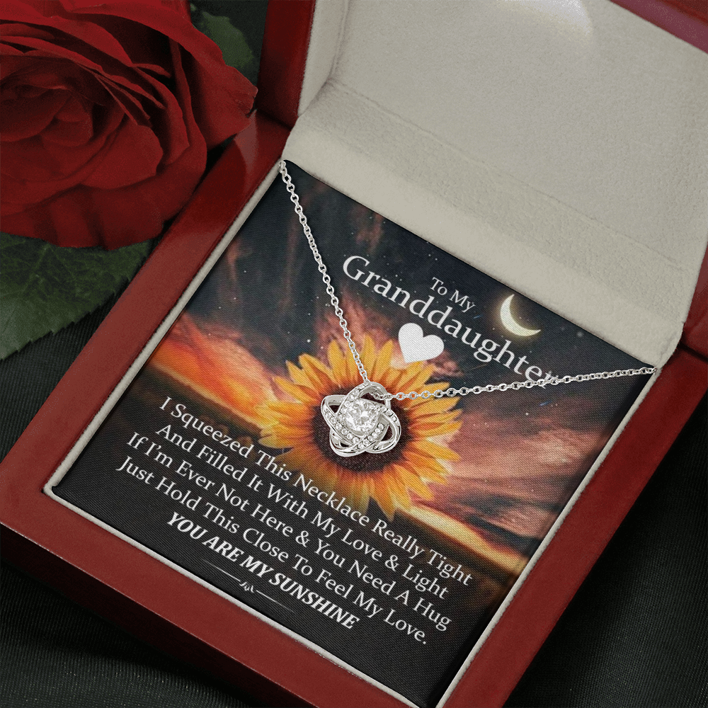 To My Grand Daughter - You Are My Sunshine | Handcrafted Artisan 14k Brilliant Gold Family Knot Necklace