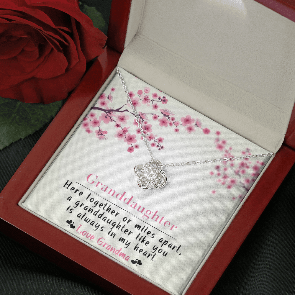 To My Grand Daughter - Here Together Or Miles Apart | Artisan Crafted 14k Brilliant Gold Family Knot Necklace