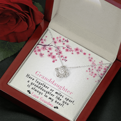 To My Grand Daughter - Here Together Or Miles Apart | Artisan Crafted 14k Brilliant Gold Family Knot Necklace