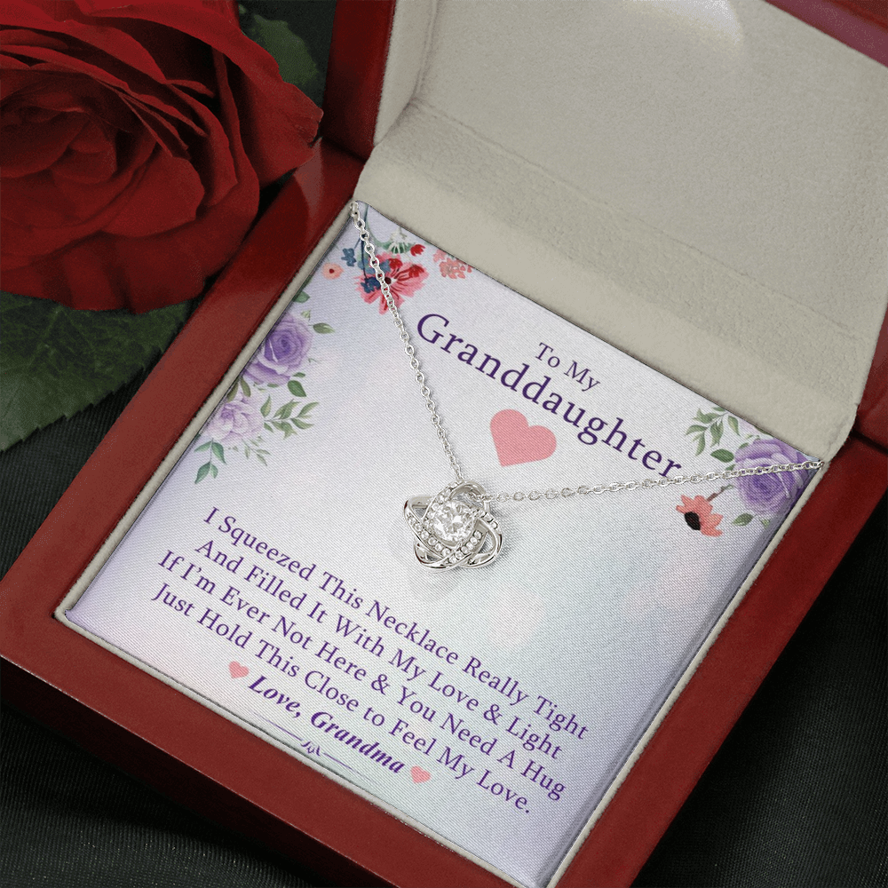 To My Grand Daughter - If I'm Not Here (Purple Floral Card) | Handcrafted 14k Brilliant Family Knot Necklace