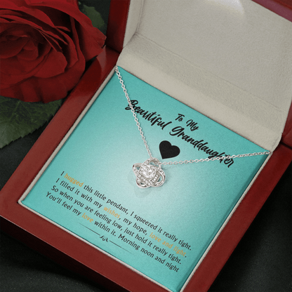 To My Beautiful Grand Daughter - When You Are Feeling Low | Artisan Crafted 14k Brilliant Gold Family Knot Necklace