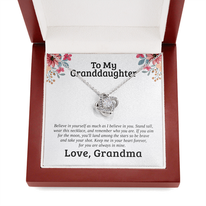To My Granddaughter, Believe | 14k White Gold Love Knot | Granddaughter Necklace Gift & Poem Card