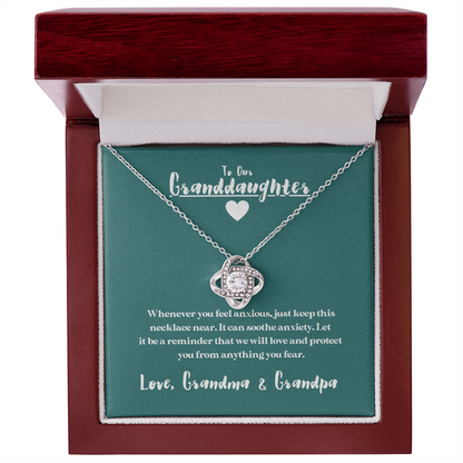 To Our Granddaughter - When You Feel Anxious | 14k White Gold Necklace (Grandma & Grandpa)