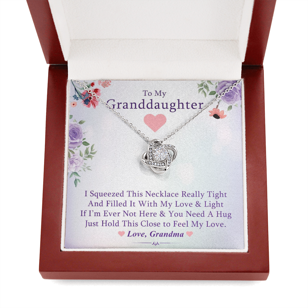 To My Grand Daughter - If I'm Not Here (Purple Floral Card) | Handcrafted 14k Brilliant Family Knot Necklace
