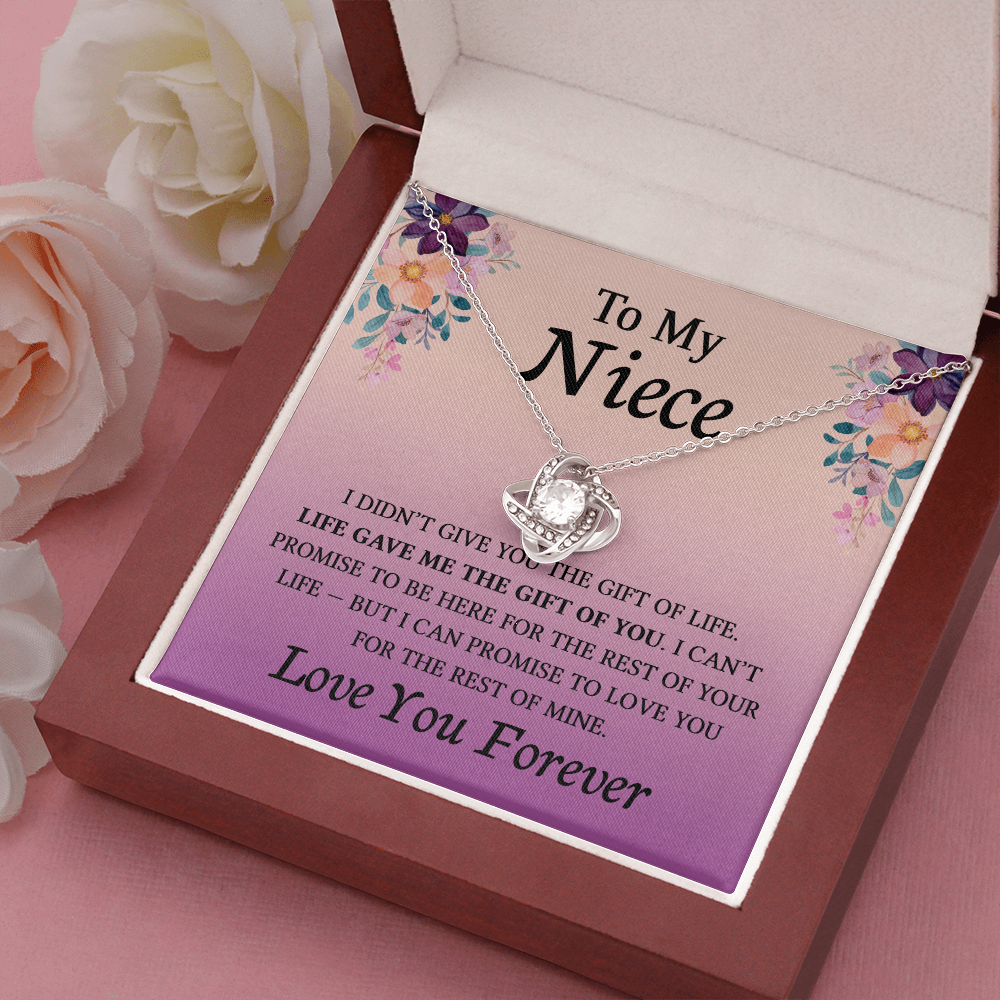 Necklace for Niece | 14k White Gold & Stainless Steel With Box and Poem Card (Peach)
