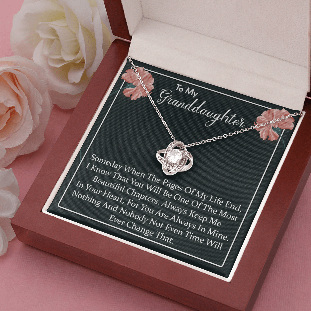 To My Granddaughter - You'll Be In My Heart | Beautiful 14k White Gold Family Forever Love Knot | Granddaughter Keepsake Gift w/ Message Card