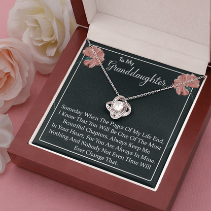 To My Granddaughter - You'll Be In My Heart | Beautiful 14k White Gold Family Forever Love Knot | Granddaughter Keepsake Gift w/ Message Card