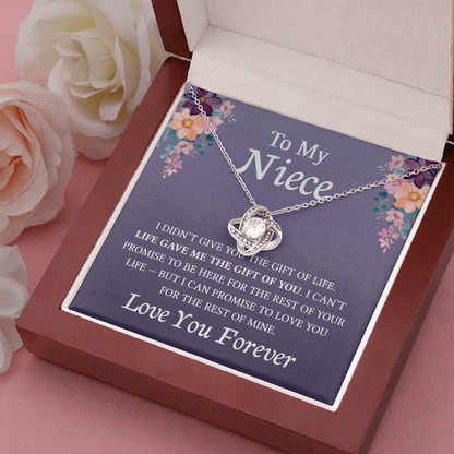 Necklace for Niece | 14k White Gold & Stainless Steel With Box and Poem Card (Lilac)