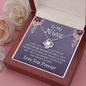 Necklace for Niece | 14k White Gold & Stainless Steel With Box and Poem Card (Lilac)