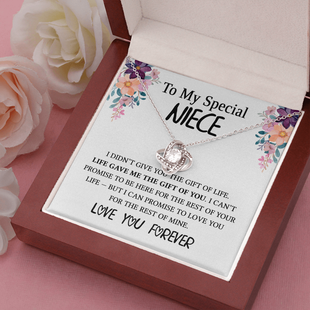 Necklace for Niece, Love You Forever | 14k White Gold & Stainless Steel With Box and Poem Card (White)