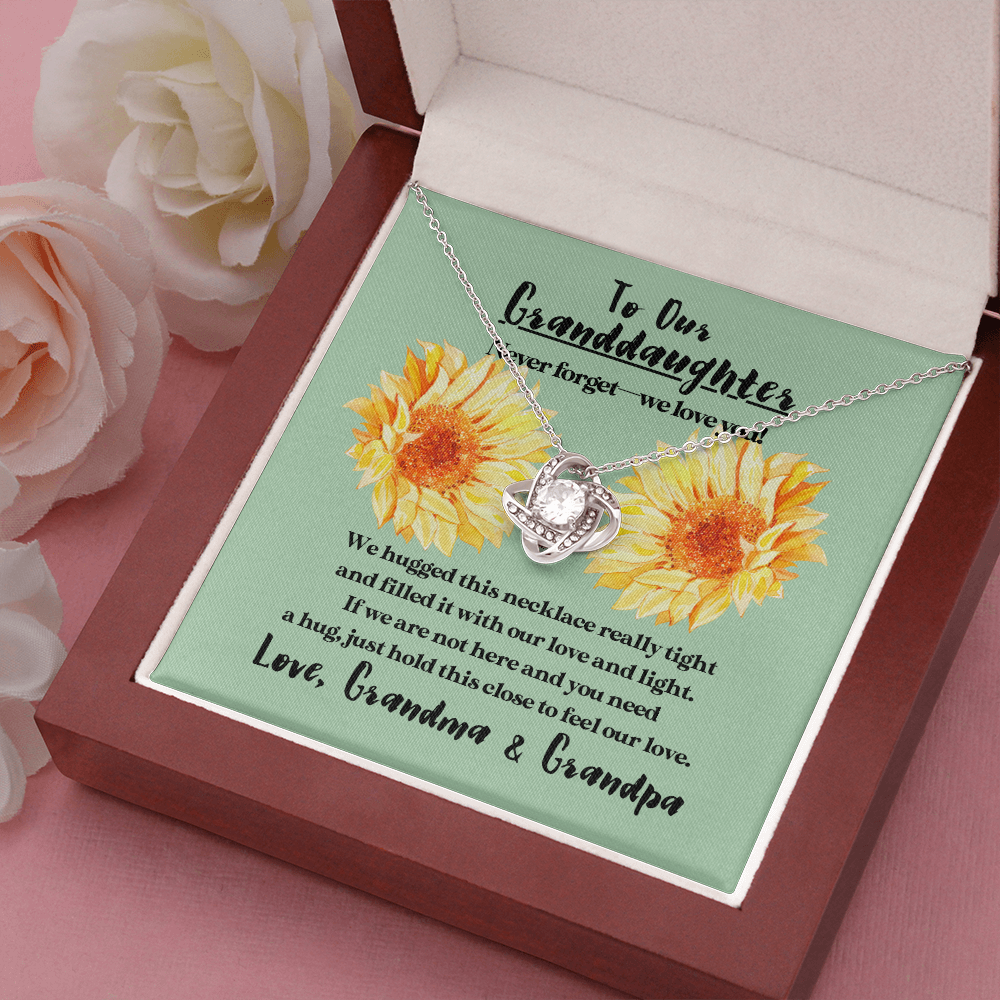 To Our Granddaughter - Love and Light (Green) | Beautiful 14k White Gold Family Forever Love Knot