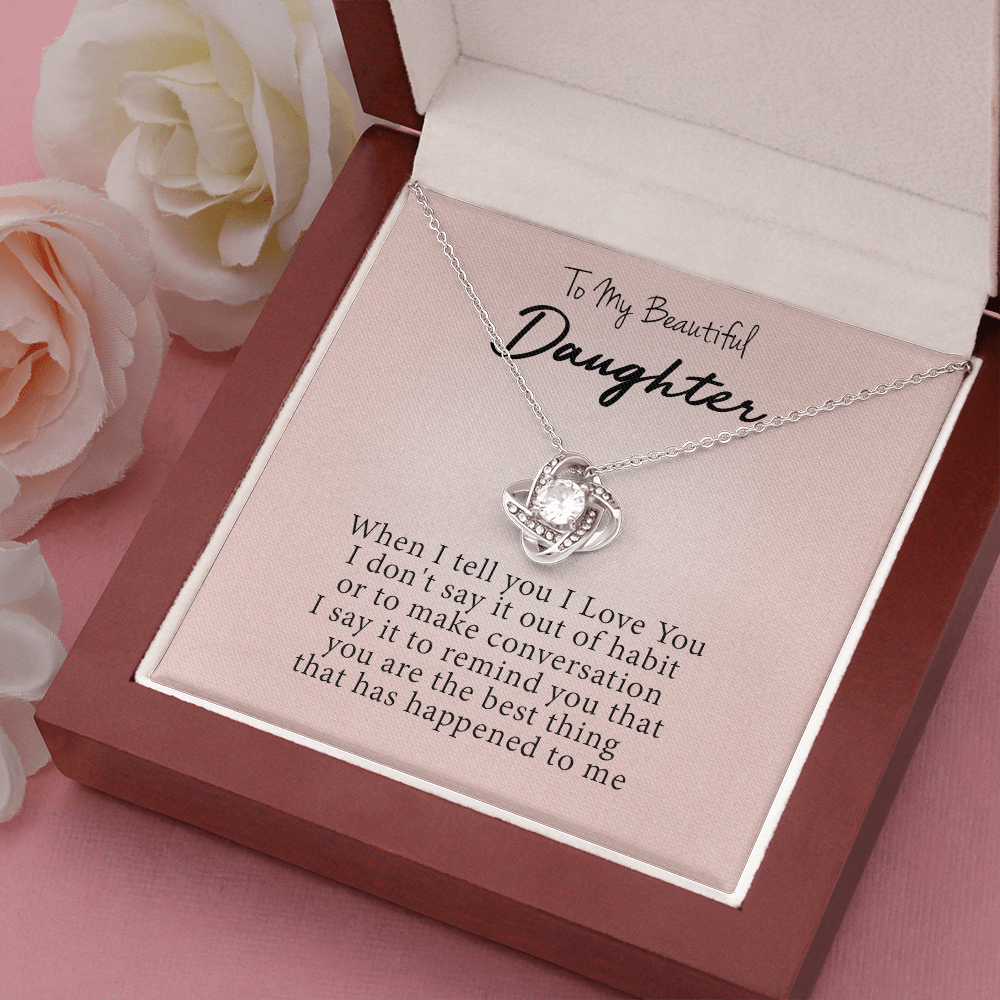 To My Granddaughter - I Love You | Beautiful 14k White Gold Family Forever Love Knot | Granddaughter Keepsake Gift w/ Message Card
