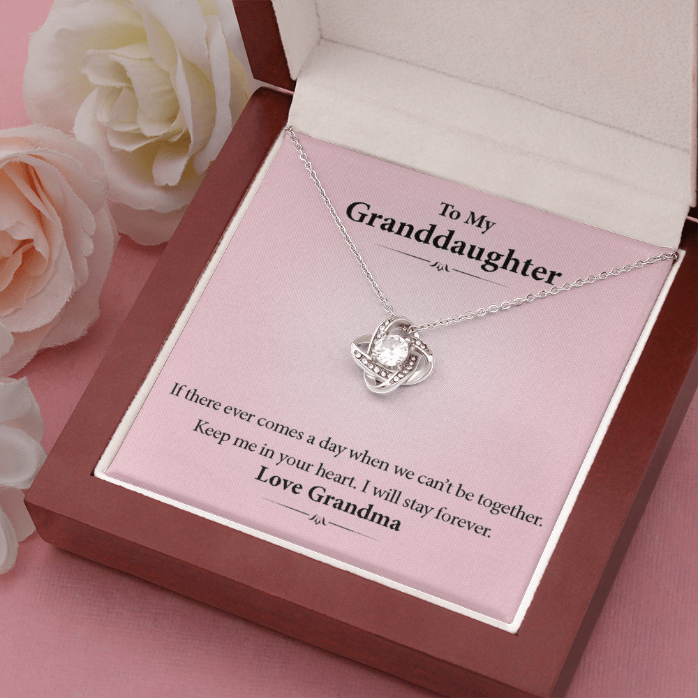 To My Granddaughter - In Your Heart Forever | Beautiful 14k White Gold Family Forever Love Knot | Granddaughter Keepsake Gift w/ Message Card