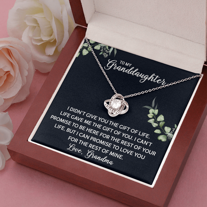 To My Granddaughter - Life Gave Me You | Beautiful 14k White Gold Family Forever Love Knot | Granddaughter Keepsake Gift w/ Message Card