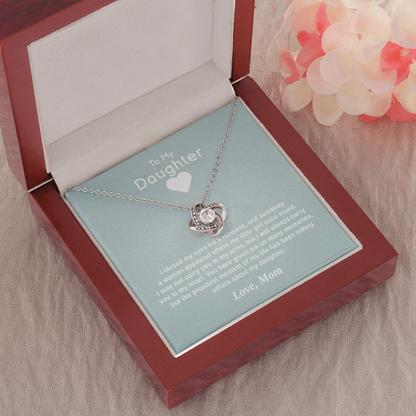 Daughter — My Little Girl (Love, Mom) | 14k White Gold Stainless Steel Necklace for Daughter