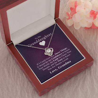 To My Granddaughter, Three Things I'd Give You | 14k White Gold Necklace Stainless Steel