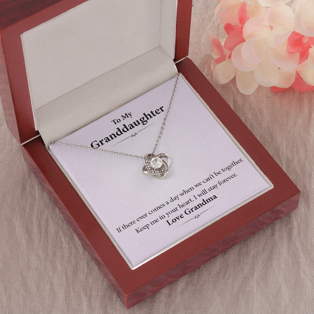 To My Granddaughter - Together Forever in Your Heart | Beautiful 14k White Gold Family Forever Love Knot | Granddaughter Keepsake Gift w/ Message Card