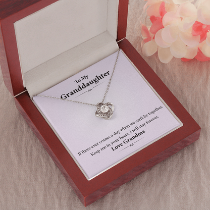 To My Granddaughter - Together Forever in Your Heart | Beautiful 14k White Gold Family Forever Love Knot | Granddaughter Keepsake Gift w/ Message Card