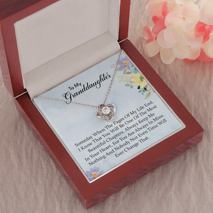 To My Granddaughter - You'll Be In My Heart  | Beautiful 14k White Gold Family Forever Love Knot | Granddaughter Keepsake Gift w/ Message Card