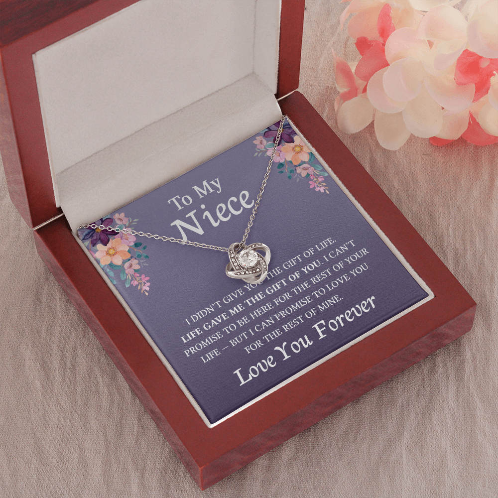 Necklace for Niece | 14k White Gold & Stainless Steel With Box and Poem Card (Lilac)