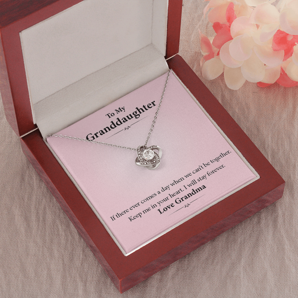 To My Granddaughter - In Your Heart Forever | Beautiful 14k White Gold Family Forever Love Knot | Granddaughter Keepsake Gift w/ Message Card